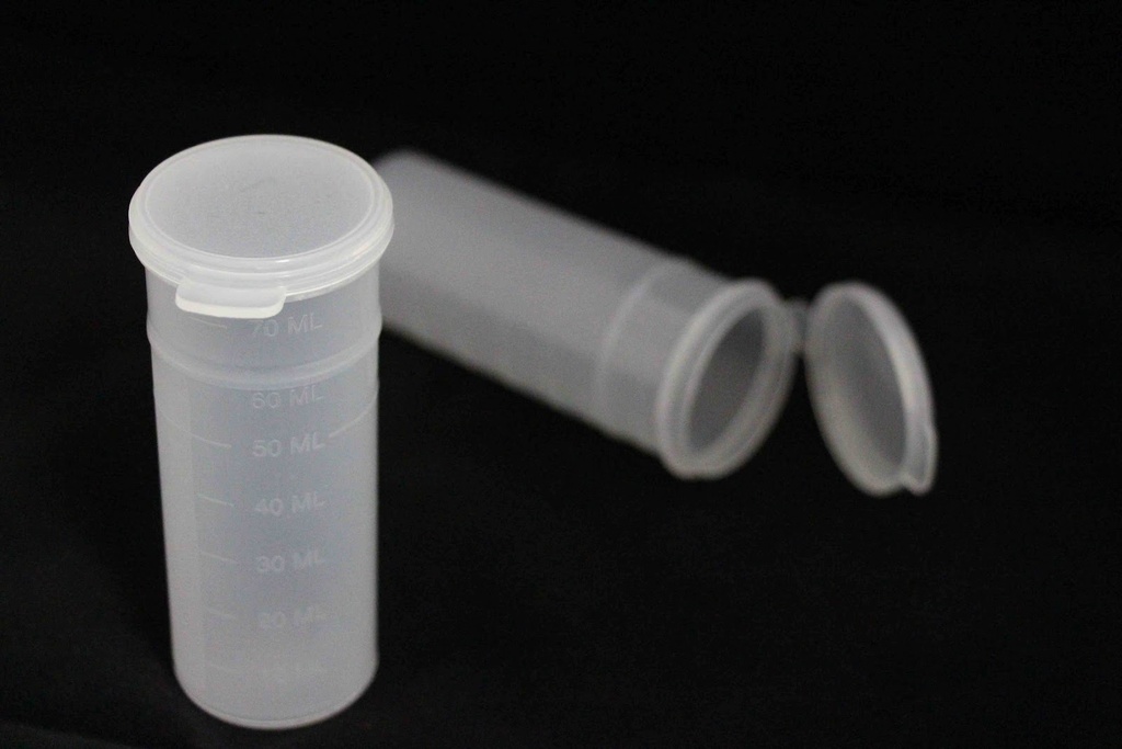 Sample Tubes, ModBlock, 70 mL, Polypropylene, Hinged caps, 400/pk
