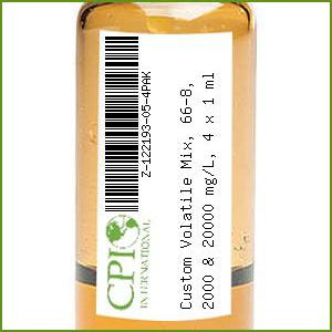 Custom Volatile Mix, 66-8, 2000 & 20000 mg/L, 4 x 1 ml