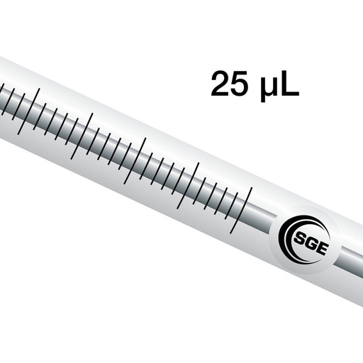 [SGE-003000] 25 µL Fixed Needle Syringe with 5 cm 0.5 mm OD Bevel Tipped Needle