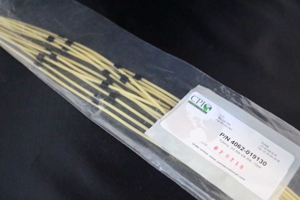 3-Stop Santoprene Pump Tubing, blk-blk-blk, 0.76 mm, 12 Pack 