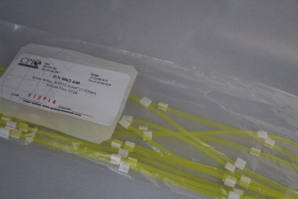 3-Stop Solvent Resistant Pump Tubing, wht-wht-wht, 1.02 mm, 12 Pack 