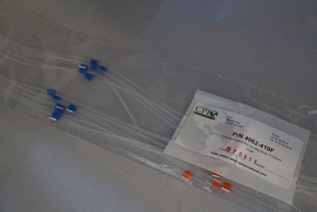 Flared 2-Stop Standard PVC Pump Tubing, org-blu, 0.25 mm, 12 Pack 