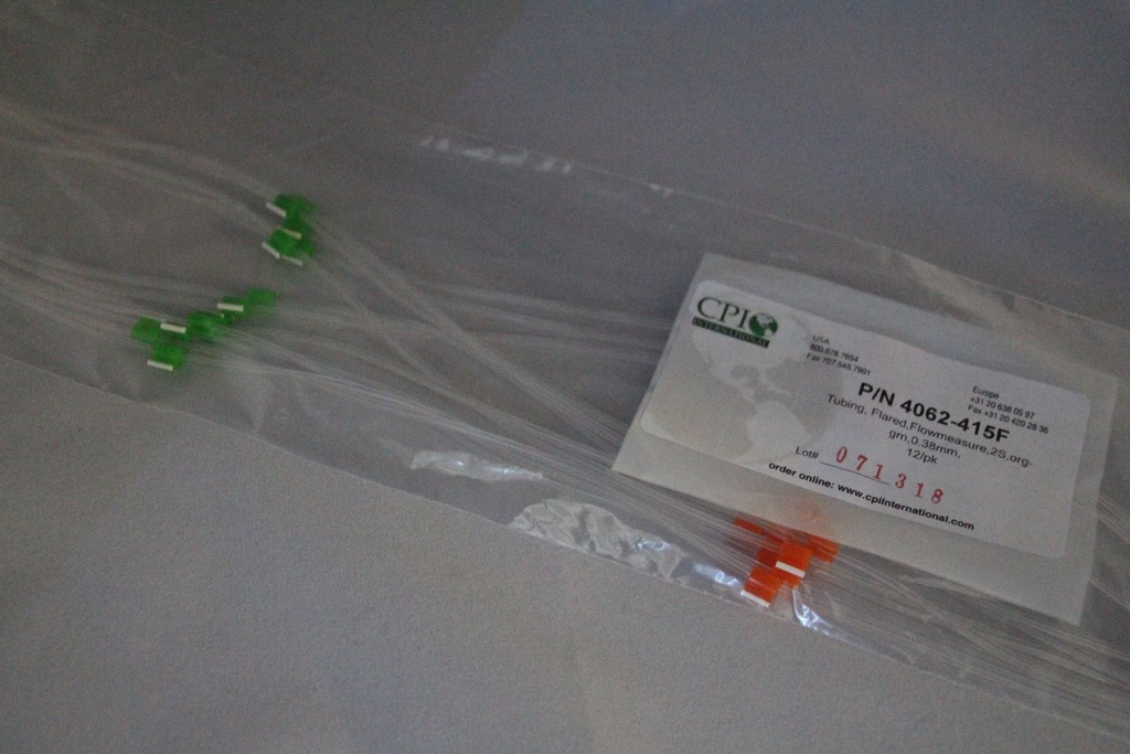 Flared 2-Stop Standard PVC Pump Tubing, org-grn, 0.38 mm, 12 Pack 