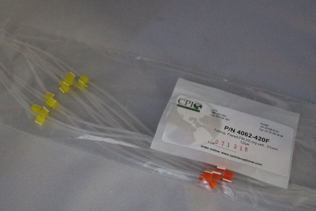 Flared 2-Stop Standard PVC Pump Tubing, org-yel, 0.51 mm, 12 Pack 