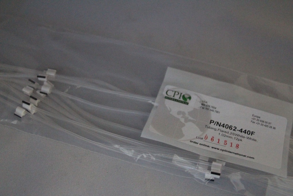 Flared 2-Stop Standard PVC Pump Tubing, wht-wht, 1.02 mm, 12 Pack 