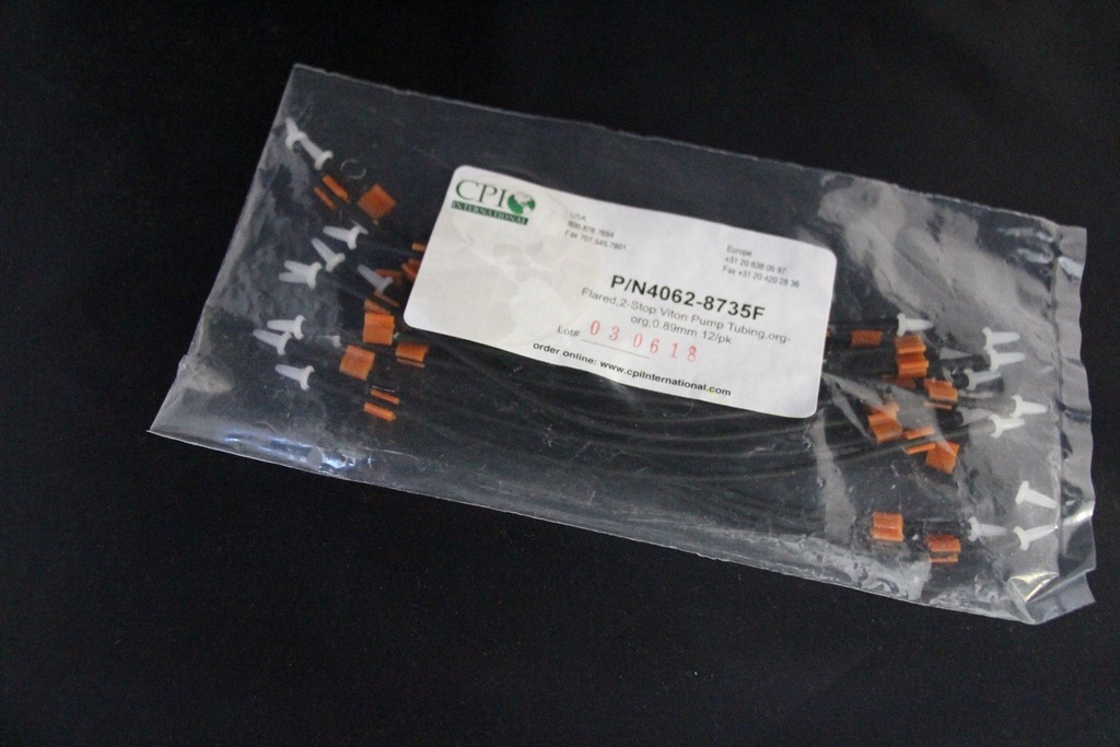 Flared 2-Stop Viton Pump Tubing, org-org, 0.89 mm, 12 Pack 