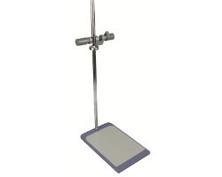Plate stand, including support rod and clamp