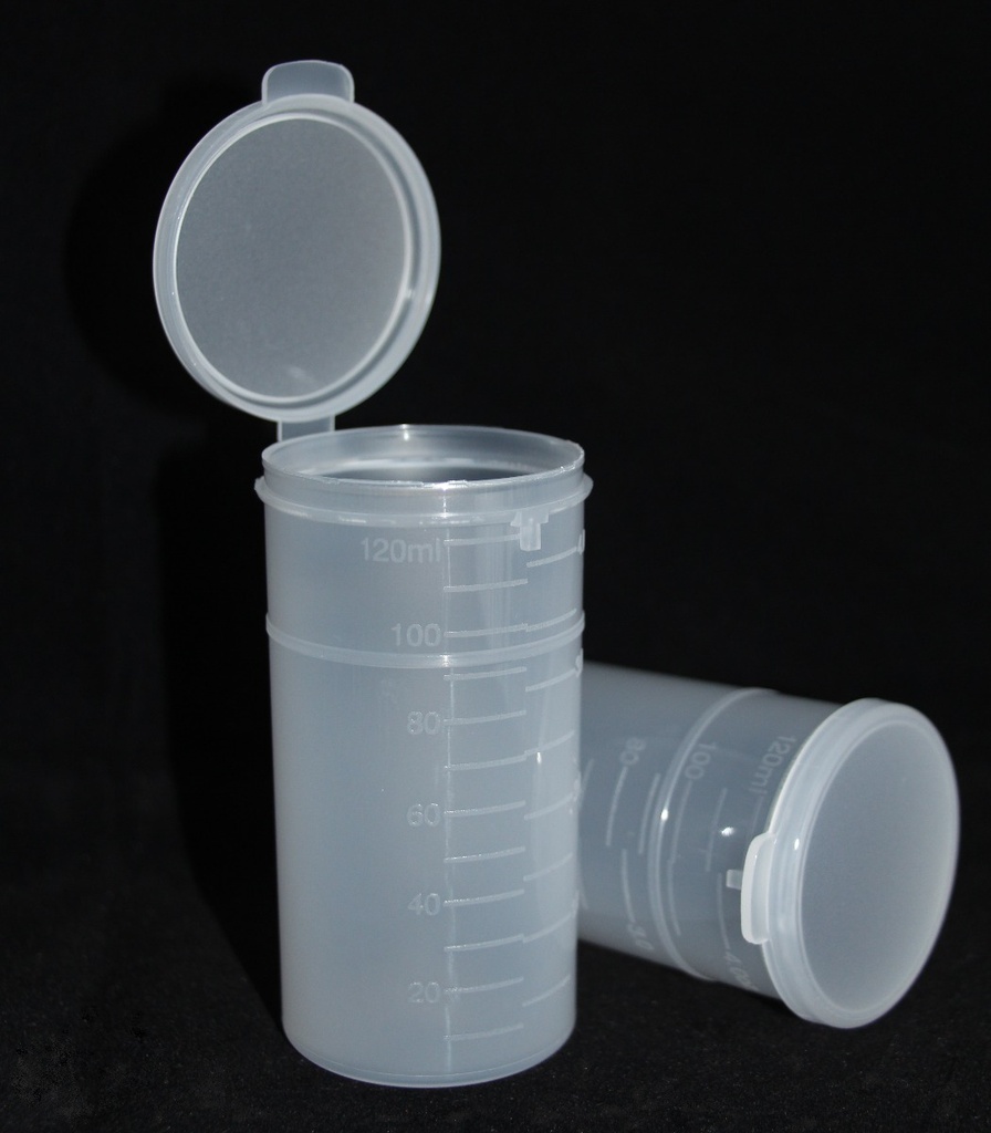 Sample Tubes, ModBlock, 100 mL, Polypropylene, Hinged Caps, 250/pk