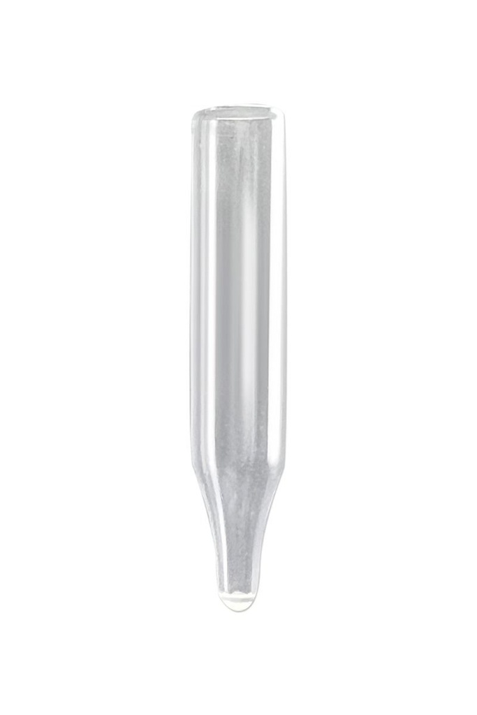 Silanized - 250µL Glass Big Mouth Conical Limited Volume Insert, 6x31mm, Pulled Point Interior, No Spring, 1000/pk