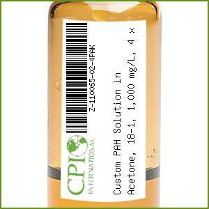 Custom PAH Solution in Acetone, 18-1, 1,000 mg/L, 4 x 1 mL