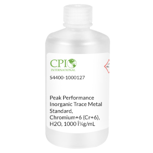 Peak Performance Inorganic Trace Metal Standard, Chromium+6 (Cr+6), H2O, 1000 μg/mL