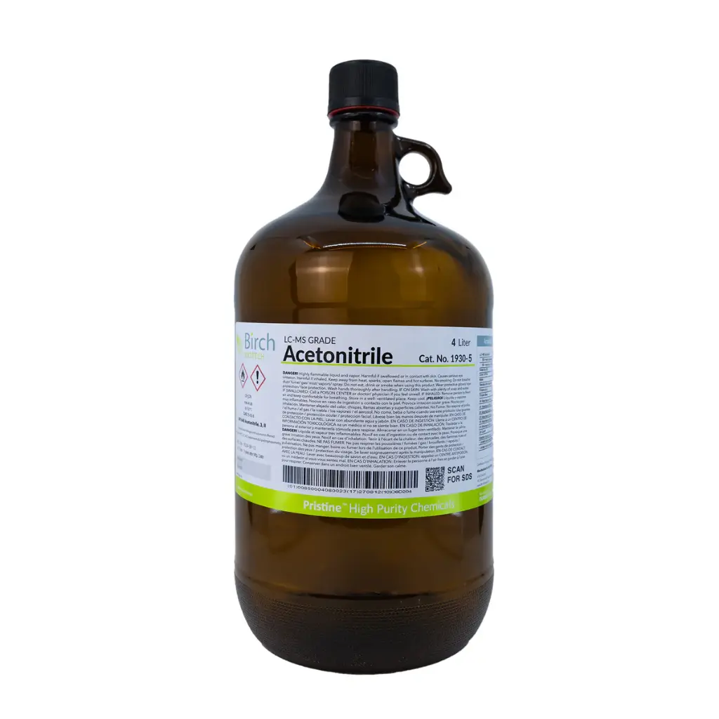 Acetonitrile, LC-MS Grade, >99.9%, 4 x 4L (Brand: Birch)
