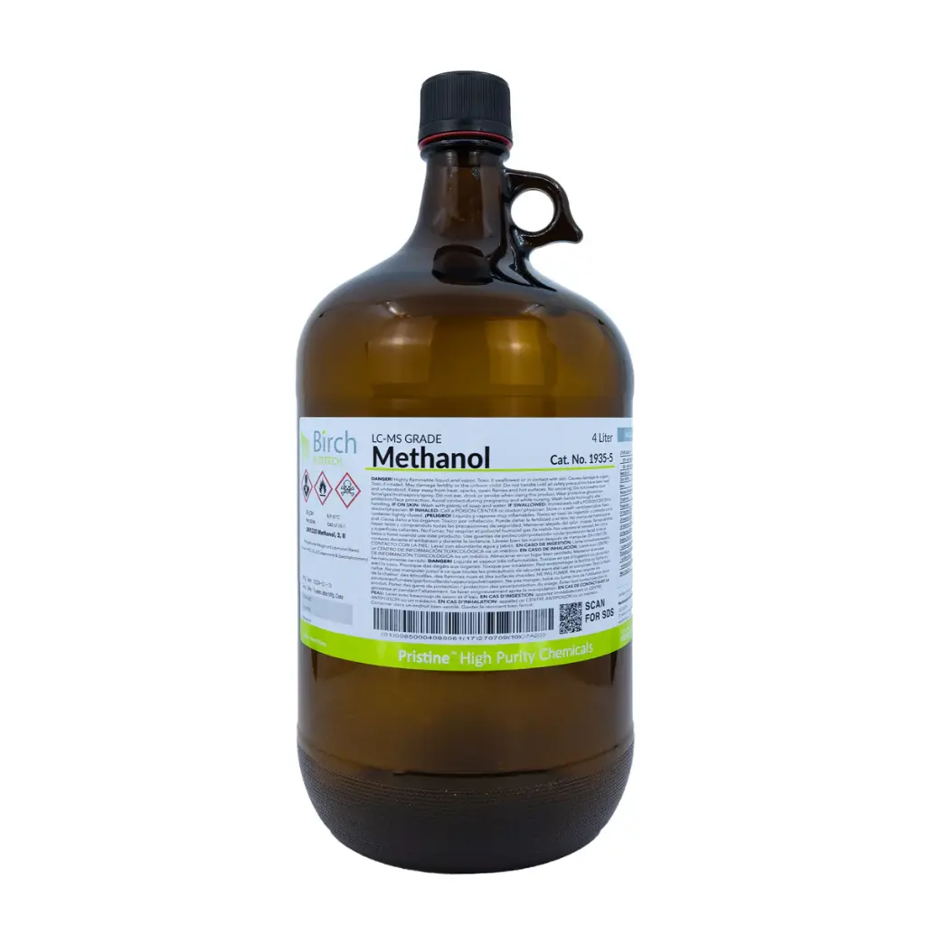 Methanol, LC-MS Grade, >99.9%, 4 x 4L (Brand: Birch) 