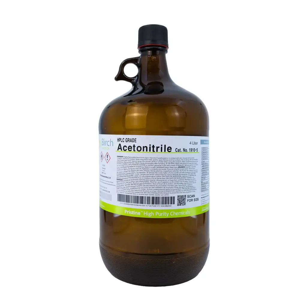 Acetonitrile, HPLC Grade, >99.9%, 4 x 4L (Brand: Birch)