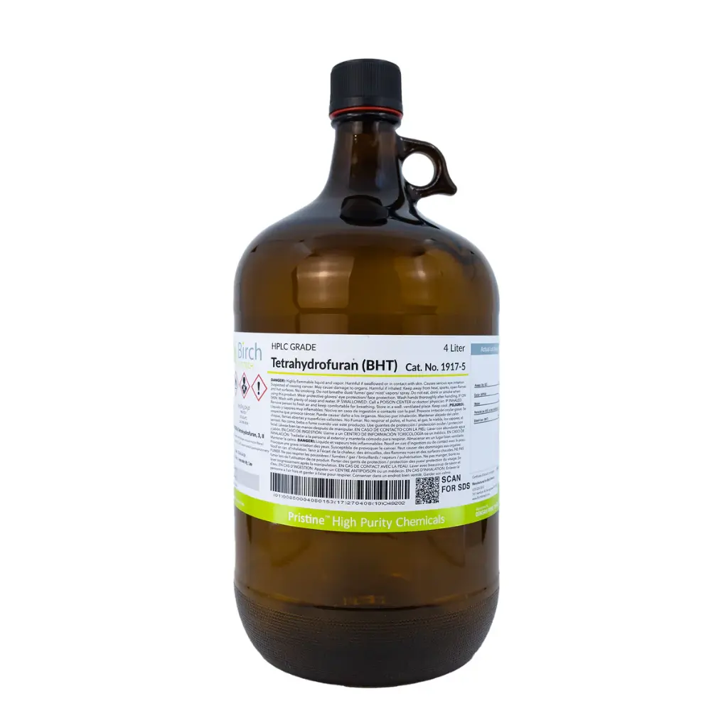 Tetrahydrofuran, HPLC Grade, 4 x 4L (Brand: Birch)