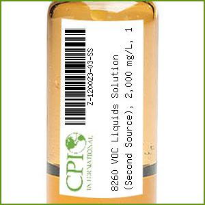 8260 VOC Liquids Solution (Second Source), 2,000 mg/L, 1 mL