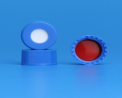 9mm R.A.M.™ Ribbed Cap, Royal Blue, PTFE/Silicone Lined, 1000/pk