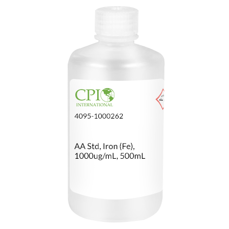 Iron (Fe) AA Standard, 1,000 µg/mL, HNO3, 500 mL