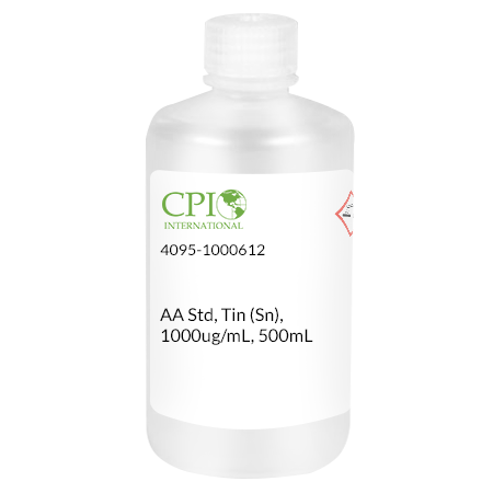 Tin (Sn) AA Standard, 1,000 µg/mL, HCl, 500 mL