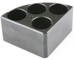 Black quarter reaction block, 4 holes 16ml reaction vessel 28mm dia x 43mm depth