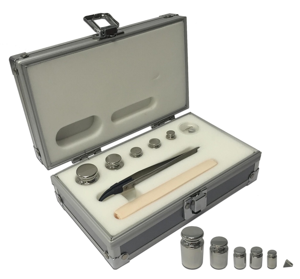 Class E2, Calibration set for Analytical Balances, 6 pcs: 1x100mg, 1x10g, 2x20g, 1x50g, 1x100g
