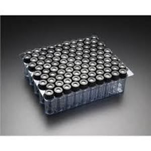 Clear 9mm Thread R.A.M.™ Vial, 12x32mm,  0.040" Red PTFE/Silicone Septa, Ribbed Black Cap 
