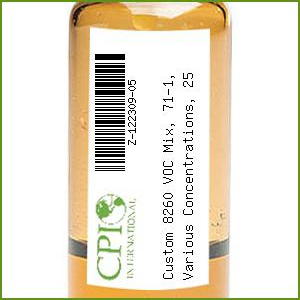 Custom 8260 VOC Mix, 71-1, Various Concentrations, 25, 50, & 250 mg/L, 1 mL