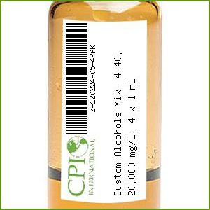 Custom Alcohols Mix, 4-40, 20,000 mg/L, 4 x 1 mL