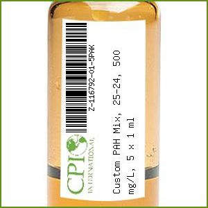 Custom PAH Mix, 25-24, 500 mg/L, 5 x 1 mL 
