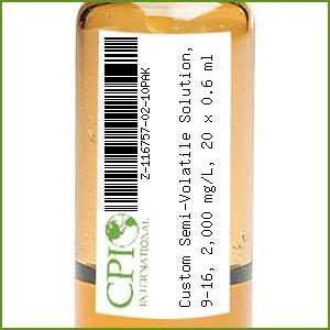Custom Semi-Volatile Solution, 9-16, 2,000 mg/L, 20 x 0.6 ml