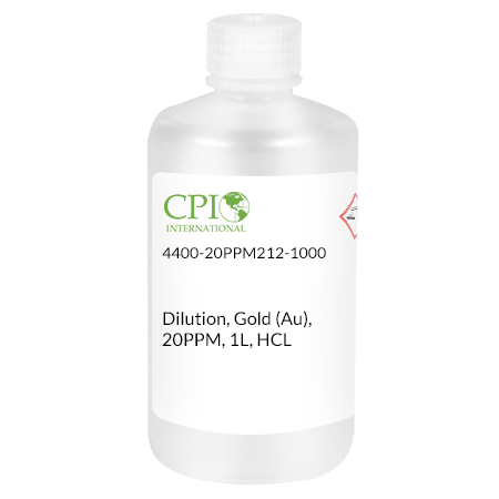 Dilution, Gold (Au), 20PPM, 1L, HCL