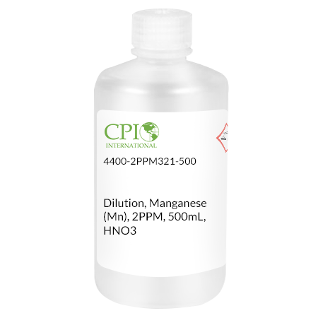 Manganese (Mn), 2 µg/mL, HNO3, 500 mL