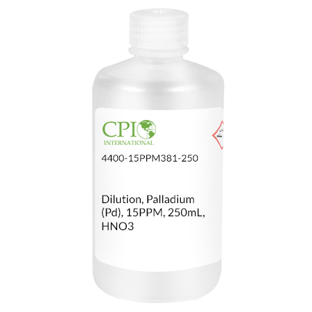 Palladium (Pd), 15 µg/mL, HNO3, 250 mL