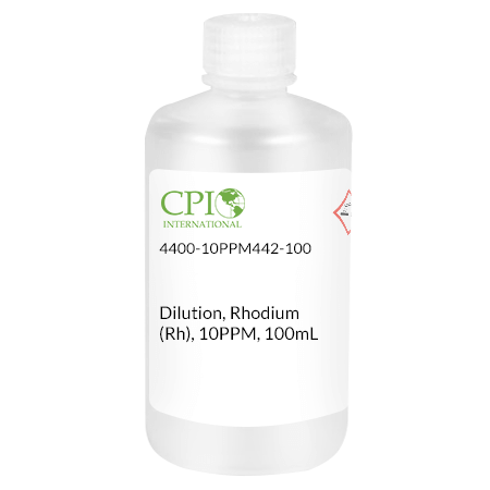 Rhodium (Rh), 10 µg/mL, HCl, 100 mL