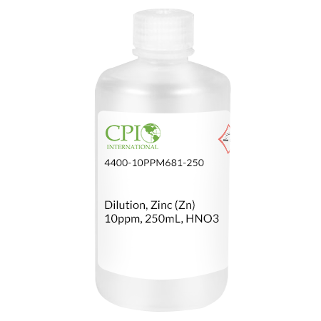 Zinc (Zn), 10 µg/mL, HNO3, 250 mL