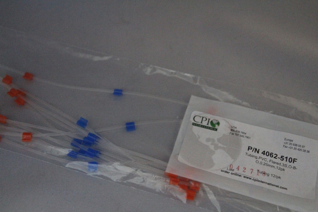 Flared 3-Stop Standard PVC Pump Tubing, org-blu-org, 0.25 mm, 12 Pack 