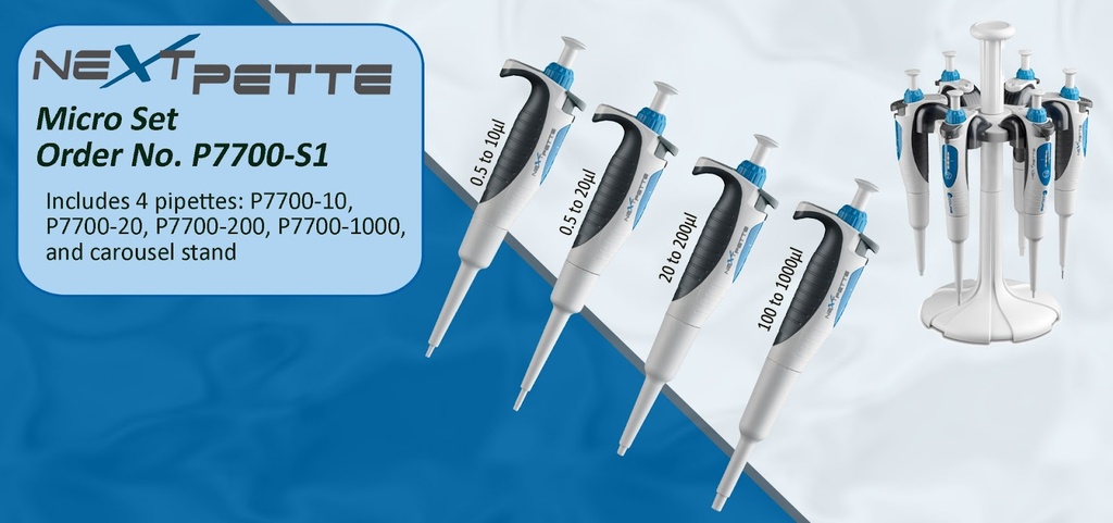 Includes 4 NextPettes: P7700-10, P7700-20, P7700-200, P7700-1000, and P7700-CAR Carousel