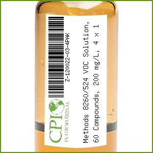 Methods 8260/524 VOC Solution, 60 Compounds, 200 mg/L, 4 x 1 ml