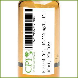 Mineral Oil, 10,000 mg/L, 10 x 10 mL, PFA Tube
