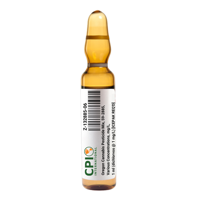 Oregon Cannabis Pesticide Mix, 59-2885, Various Concentrations, mg/L, 1 ml (dichlorvos @ 1 mg/L) [ICEPAK REQ'D]
