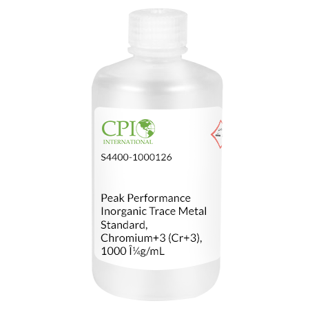 Peak Performance Inorganic Trace Metal Standard, Chromium+3 (Cr+3), 1000 μg/mL