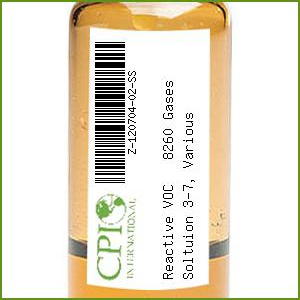 [Z-120704-02-SS] Reactive VOC + 8260 Gases Soltuion 3-7, Various Concentrations (Second Source), 2,000: 20,000 mg/L, 1 ml