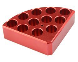 [4750-900002] Red quarter reaction block, 11 holes 4 ml reaction vessel 15.2mm dia x 20mm depth
