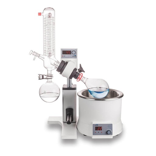 [4700-30120211] SCI100-S (R100-S) Rotary Evaporator including vertical coiled condenser, 5L bath, 1000ml evaporating flask NS 24/40 and 1000ml receiving flask KS 35/20, 110V, 50/60Hz, US Plug