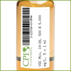 [Z-122038-03-5PAK] VOC Mix, 14-26, 500 & 5,000 mg/L, 5 x 1 ml