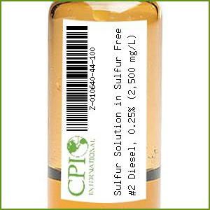 [Z-010640-44-100] Sulfur Solution in Sulfur Free #2 Diesel, 0.25% (2,500 mg/L), 4 x 25 mL