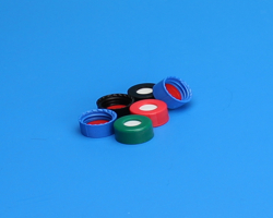 [4250-5395109F] 9mm R.A.M.™ Ribbed Cap, Black, Bonded PTFE/Silicone Lined, 1000/pk
