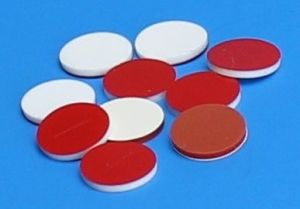 [4250-60404009F] 9mm x 0.040" PTFE/Butyl Rubber Septa, 1000/pk