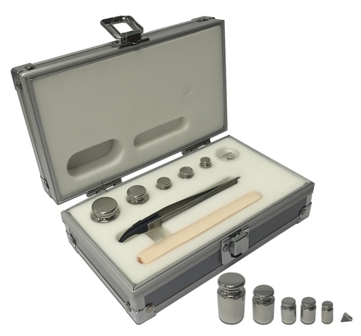 [W1101-6-100] Class E2, Calibration set for Analytical Balances, 6 pcs: 1x100mg, 1x10g, 2x20g, 1x50g, 1x100g