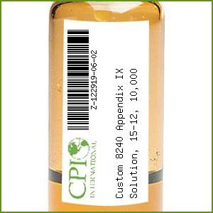 [Z-122919-06-02] Custom 8240 Appendix IX Solution, 15-12, 10,000, 20,000, & 100,000 mg/L, 2 x 0.6 mL